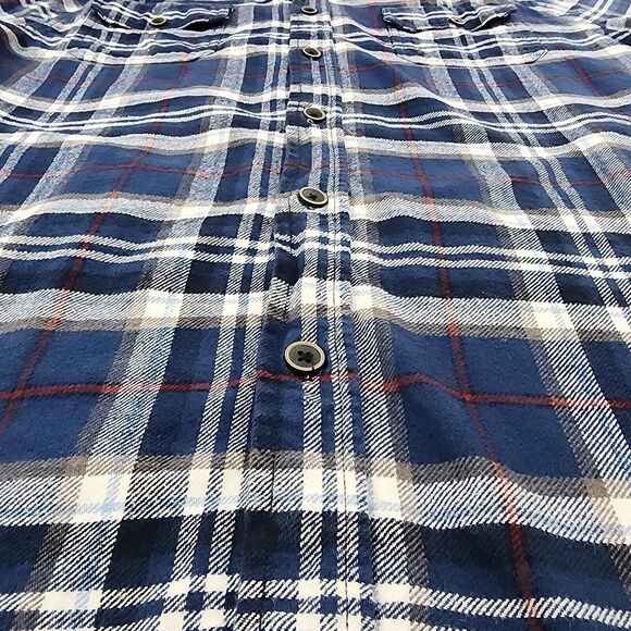 JACHS Shirt Mens Tall Large Blue Plaid Flannel Long Sleeve Hiking Button Up - Picture 14 of 16